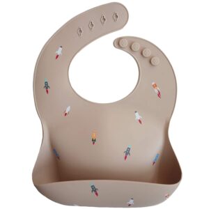 Mushie Silicone Baby Bib - Rocket Ship