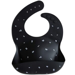 Mushie Silicone Baby Bib - Numbers Black