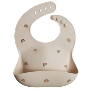 Mushie Silicone Baby Bib - Rainbows