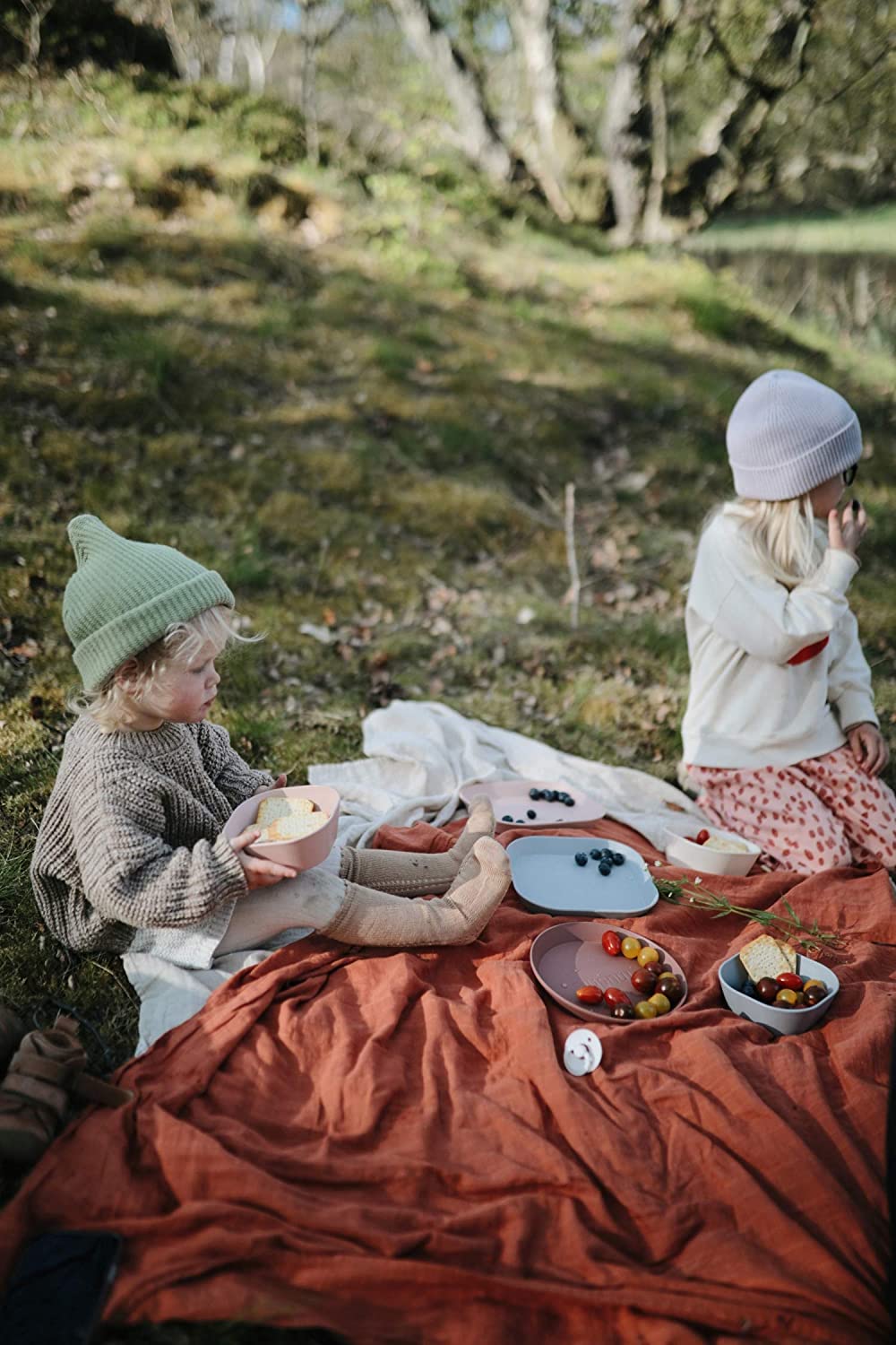 mushie Square Dinnerware Bowls for Kids | Made in Denmark, Set of 2 (Blush)