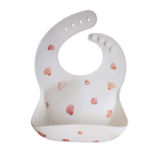 Mushie Silicone Baby Bib - Light Shell