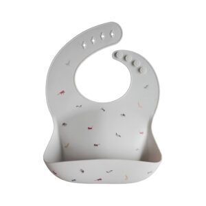 Mushie Silicone Baby Bib - Gray Safari